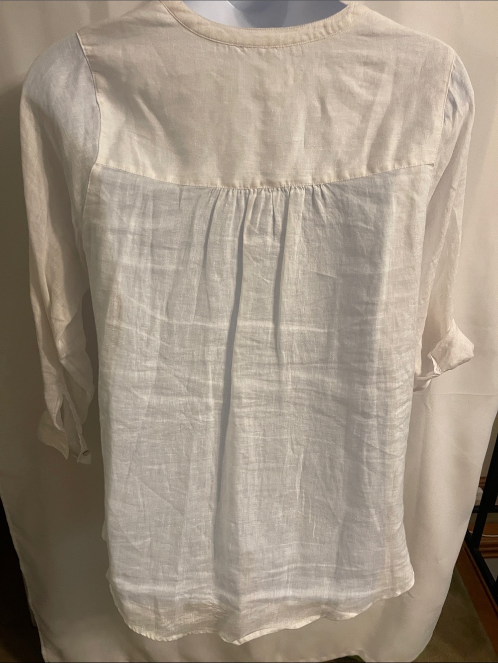 Sigrid Olsen White Linen Button-Front Tunic Blouse 1X - Picture 8 of 11